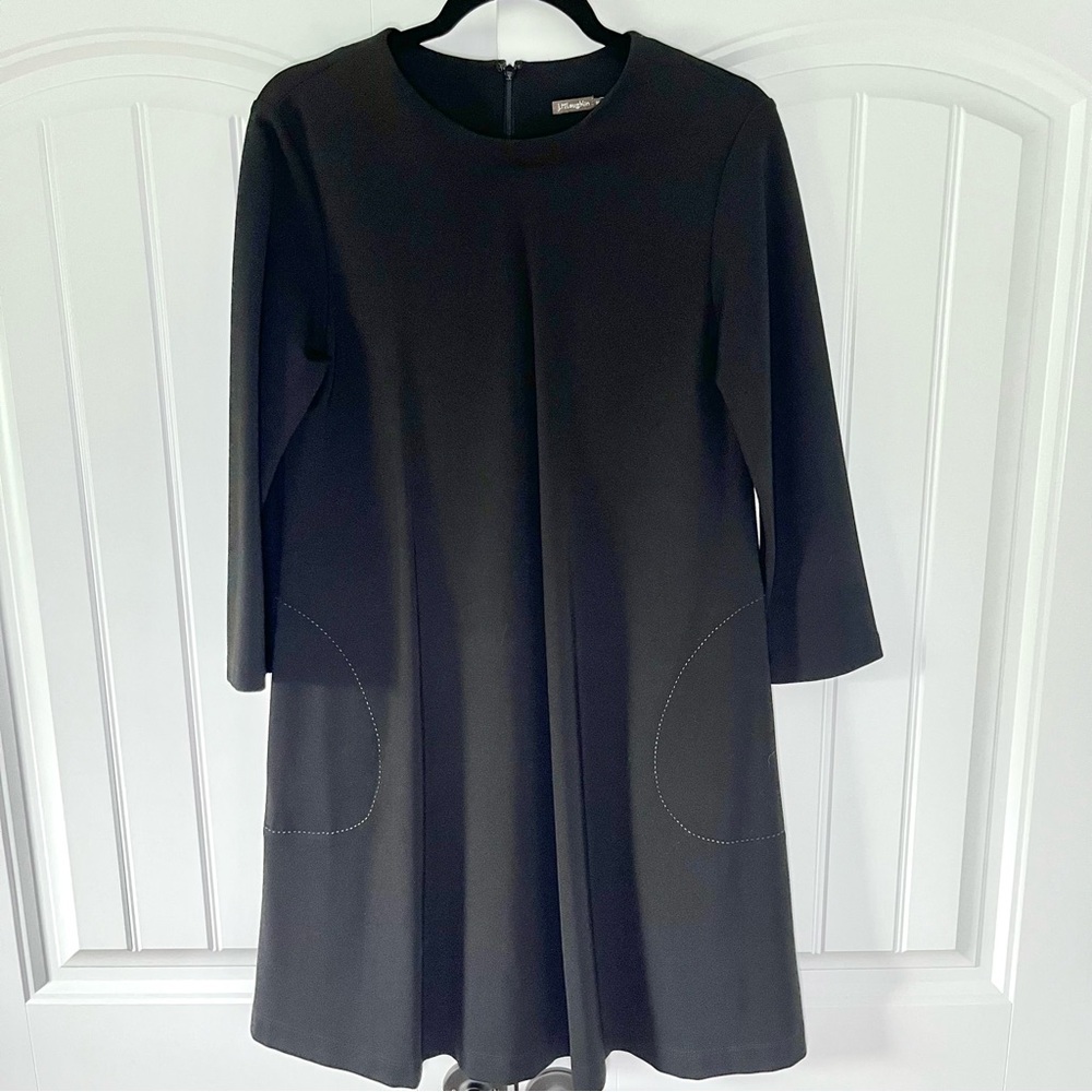 J. McLaughlin Long Sleeve Black Shift Dress Size Medium Pockets